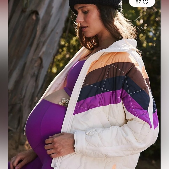 FP Movement x Hatch Printed Puffer Jacket in Ivory Chevron Combo NEW LAST ONE - Picture 15 of 15